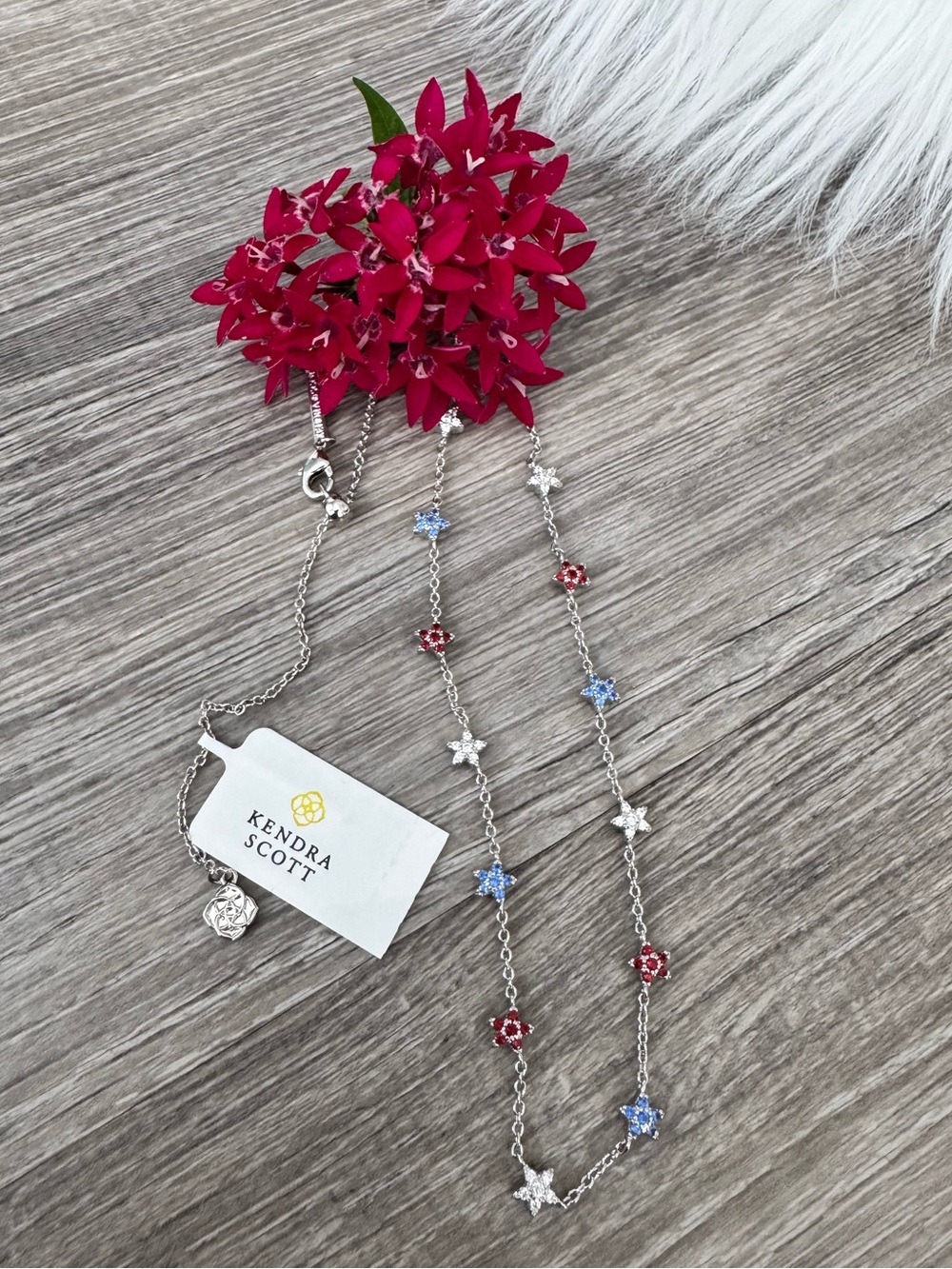 🇺🇸 Kendra Scott Silver Crystal Sierra Star Strand Necklace